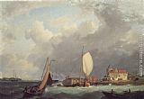 Hermanus Koekkoek Snr Shipping off the Dutch Coast painting